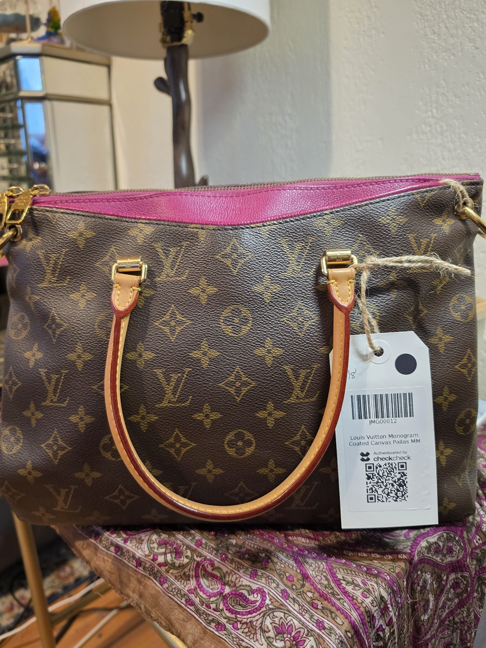 Louis Vuitton Pallas Pink Trim Monogram Canvas Handbag